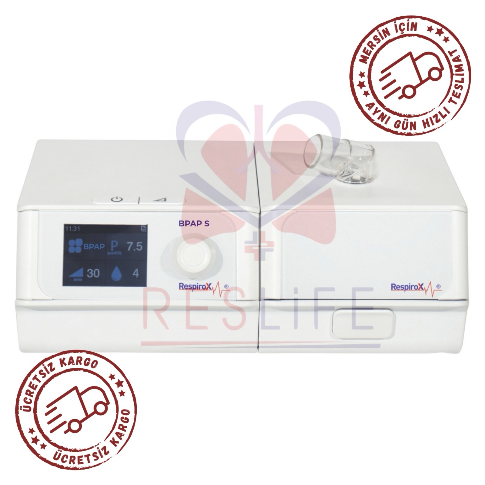 Respirox SoundSleep BPAP S Cihazı++Nemlendirici+RF-01 Tam Yüz Maskesi