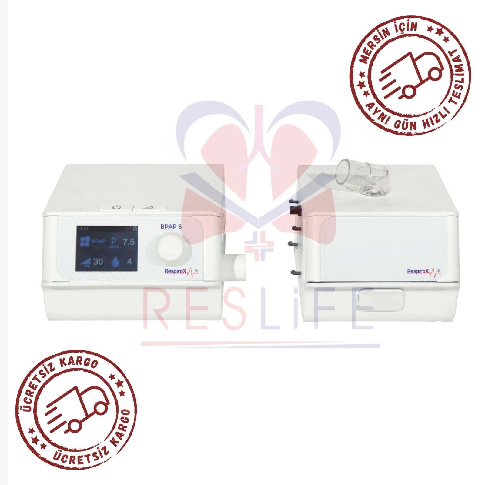 Respirox SoundSleep BPAP S Cihazı++Nemlendirici+RF-01 Tam Yüz Maskesi - Görsel 4